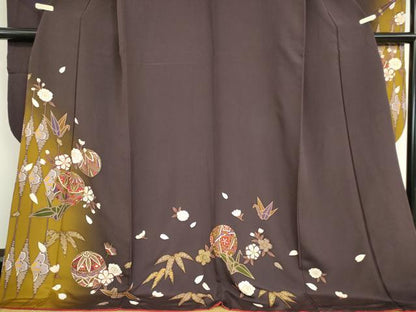 平和屋着物●豪華振袖　折鶴花毬文　暈し染め　金彩　正絹　逸品　DABC3436az