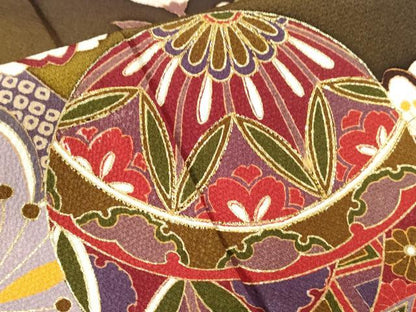 平和屋着物●豪華振袖　折鶴花毬文　暈し染め　金彩　正絹　逸品　DABC3436az