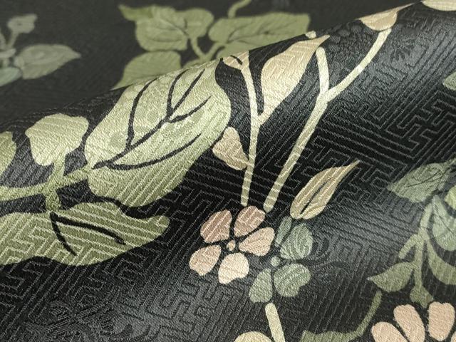 平和屋着物●上質な小紋　草花文　黒地　正絹　逸品　未使用　DABC3438az