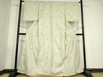 平和屋着物●本場大島紬　白大島　7マルキ　蜀江花丸文　正絹　逸品　未使用　DABC3440az