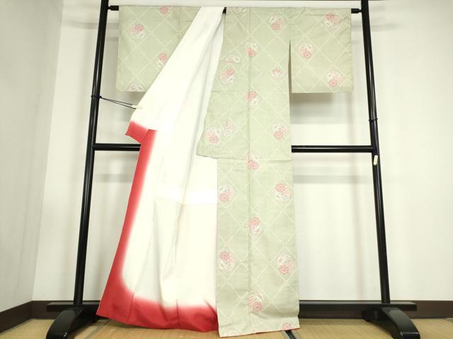 平和屋着物●本場大島紬　白大島　7マルキ　蜀江花丸文　正絹　逸品　未使用　DABC3440az
