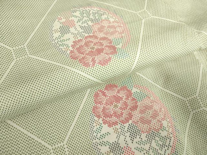 平和屋着物●本場大島紬　白大島　7マルキ　蜀江花丸文　正絹　逸品　未使用　DABC3440az