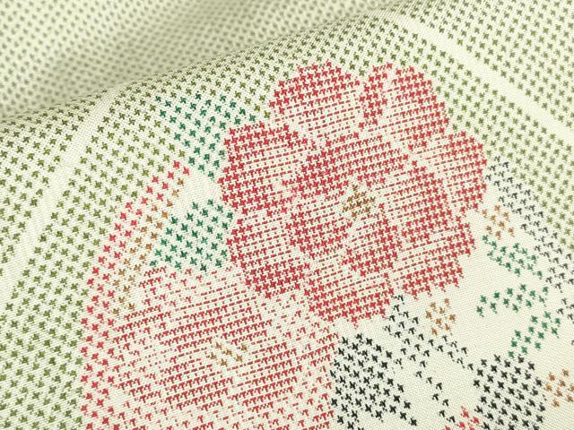 平和屋着物●本場大島紬　白大島　7マルキ　蜀江花丸文　正絹　逸品　未使用　DABC3440az