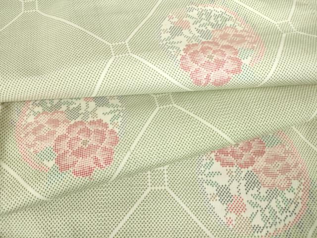 平和屋着物●本場大島紬　白大島　7マルキ　蜀江花丸文　正絹　逸品　未使用　DABC3440az