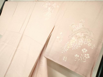 平和屋着物●訪問着　駒刺繍　吉祥花文　正絹　逸品　DABC3443az