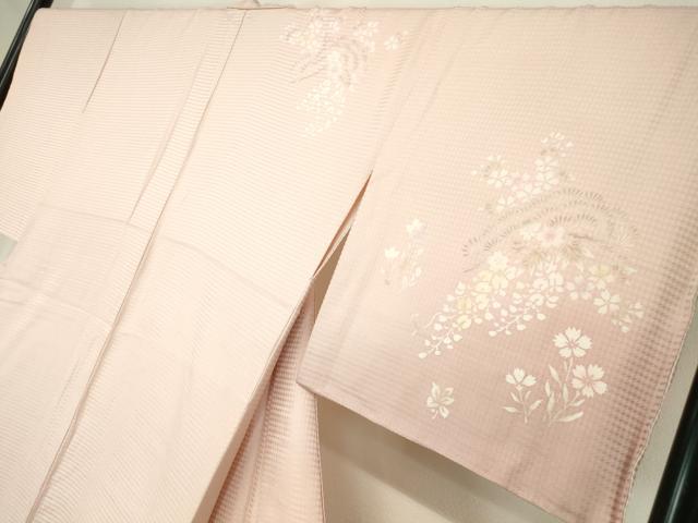 平和屋着物●訪問着　駒刺繍　吉祥花文　正絹　逸品　DABC3443az