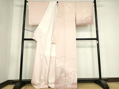 平和屋着物●訪問着　駒刺繍　吉祥花文　正絹　逸品　DABC3443az