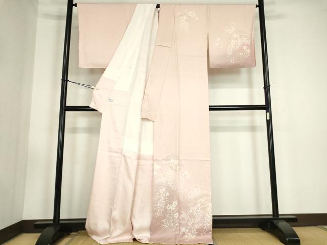 平和屋着物●訪問着　駒刺繍　吉祥花文　正絹　逸品　DABC3443az