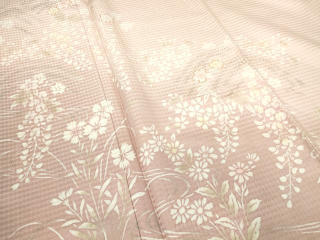 平和屋着物●訪問着　駒刺繍　吉祥花文　正絹　逸品　DABC3443az