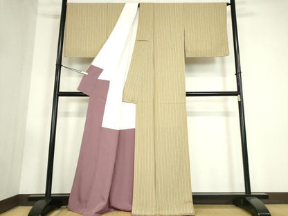 平和屋着物●上質な小紋　縞　正絹　逸品　未使用　DABC3445az