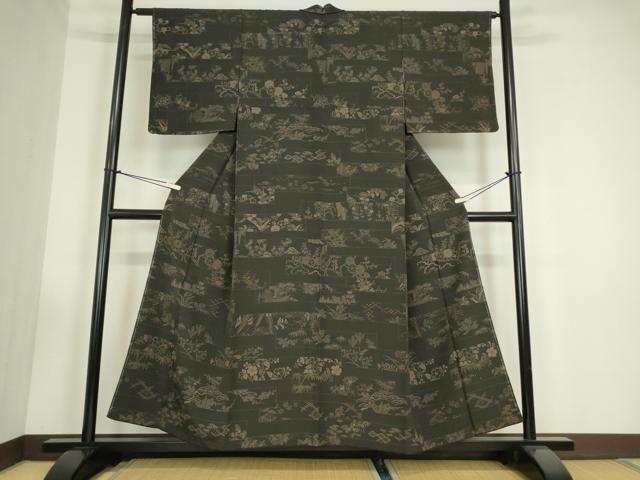 平和屋着物●上質な小紋　横段吉祥花文　正絹　逸品　未使用　DABC3449az