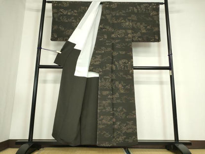 平和屋着物●上質な小紋　横段吉祥花文　正絹　逸品　未使用　DABC3449az