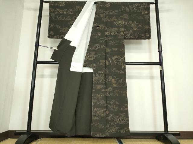 平和屋着物●上質な小紋　横段吉祥花文　正絹　逸品　未使用　DABC3449az