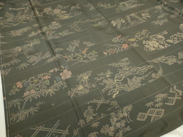 平和屋着物●上質な小紋　横段吉祥花文　正絹　逸品　未使用　DABC3449az