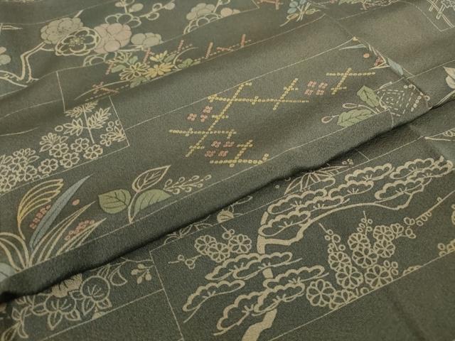 平和屋着物●上質な小紋　横段吉祥花文　正絹　逸品　未使用　DABC3449az