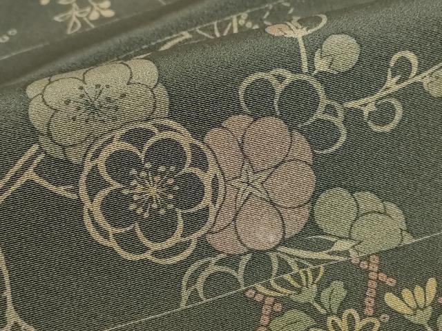 平和屋着物●上質な小紋　横段吉祥花文　正絹　逸品　未使用　DABC3449az