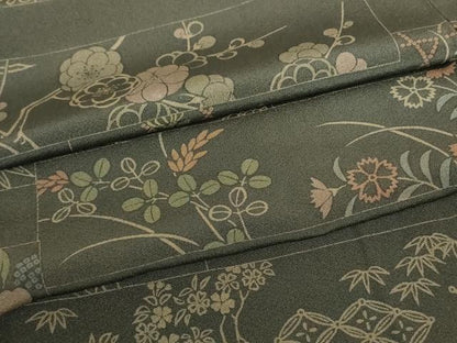 平和屋着物●上質な小紋　横段吉祥花文　正絹　逸品　未使用　DABC3449az