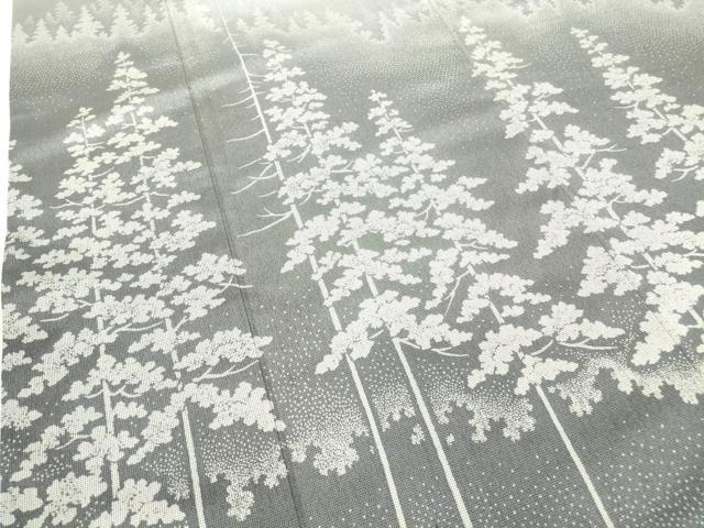 平和屋着物●本塩沢　やまだ織　訪問着　樹林文　正絹　逸品　DABC3450az