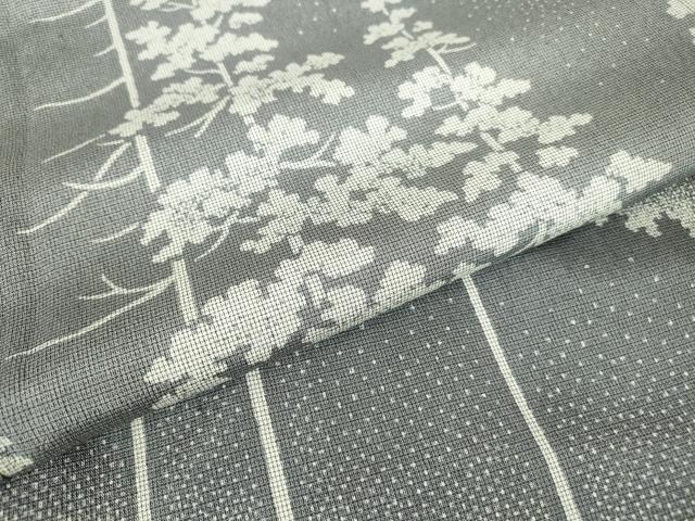 平和屋着物●本塩沢　やまだ織　訪問着　樹林文　正絹　逸品　DABC3450az
