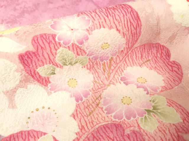 平和屋着物●豪華振袖　舞桜文　暈し染め　金彩　正絹　逸品　DABC3452az