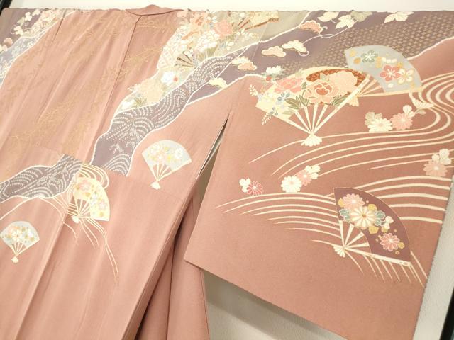 平和屋着物●訪問着　作家物　道長扇面牡丹文　金彩　正絹　逸品　DABC3455az