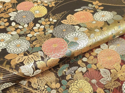 平和屋着物▼六通柄袋帯 華蒔絵 研き出し箔 金銀糸 正絹 逸品 DABC3467az