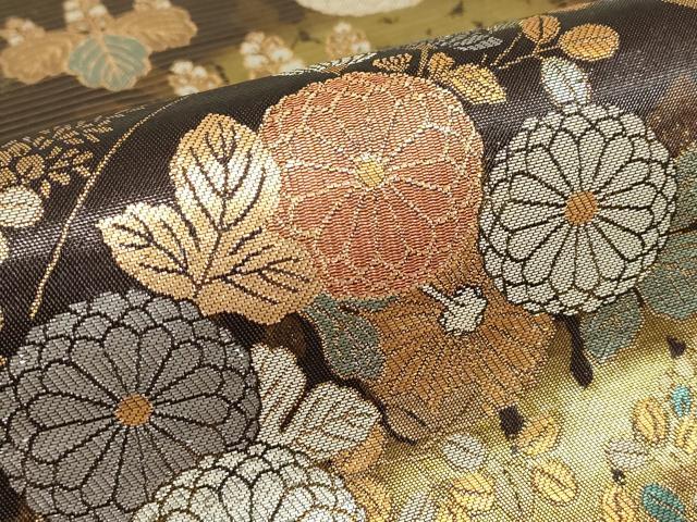 平和屋着物▼六通柄袋帯 華蒔絵 研き出し箔 金銀糸 正絹 逸品 DABC3467az