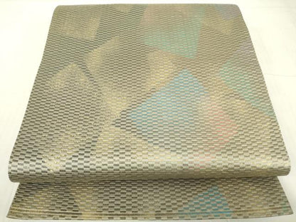 平和屋着物▼六通柄袋帯　色紙重ね文　金糸　正絹　逸品　DABC3481az