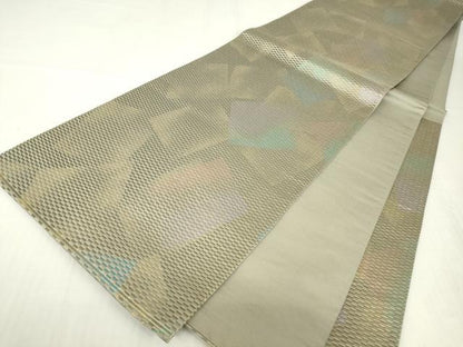 平和屋着物▼六通柄袋帯　色紙重ね文　金糸　正絹　逸品　DABC3481az