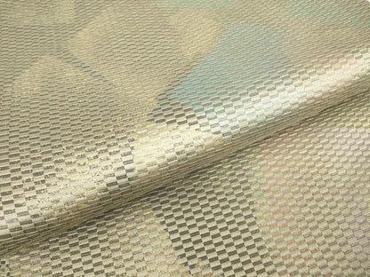 平和屋着物▼六通柄袋帯　色紙重ね文　金糸　正絹　逸品　DABC3481az