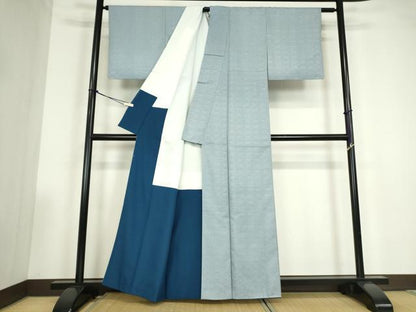 平和屋着物●江戸小紋　行儀　青海波　洗える着物　DABC3506az
