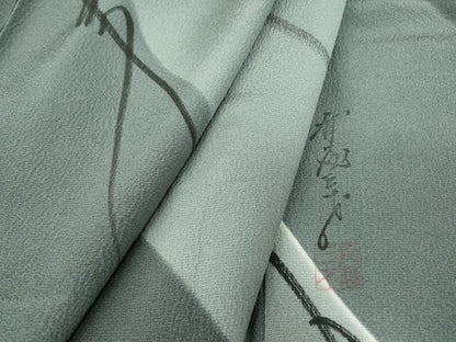 平和屋着物●染色作家　斉藤三才　小紋　抽象文様　手描き　正絹　逸品　DABC3509az