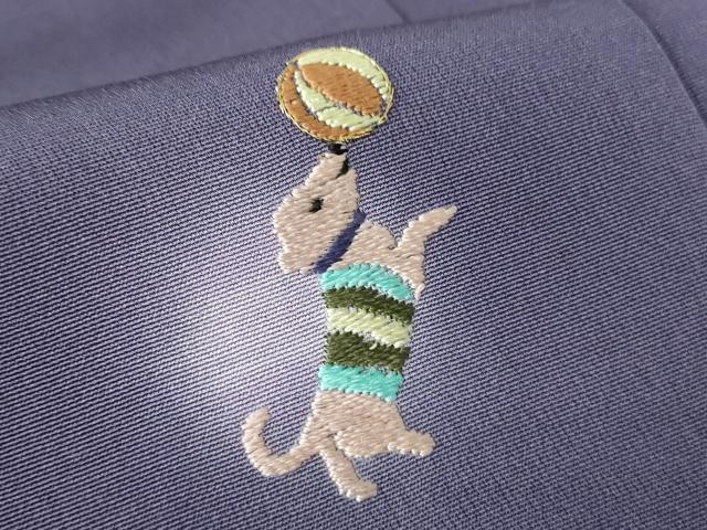 平和屋着物●訪問着　総刺繍　蛍暈し　動物文　犬　正絹　逸品　DABC3510az