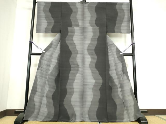 平和屋着物●染色作家　斉藤三才　小紋　霞間道　正絹　逸品　未使用　DABC3511az