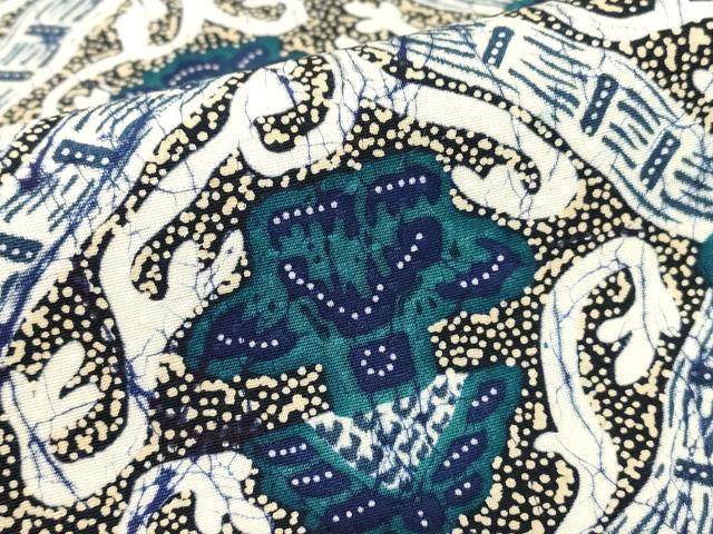 平和屋着物●上質な小紋　ろうけつ染め　格子花文　正絹　逸品　DABC3512az