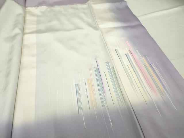平和屋着物●訪問着　作家物　刺繍　変わり縞　銀糸　正絹　逸品　DABC3513az