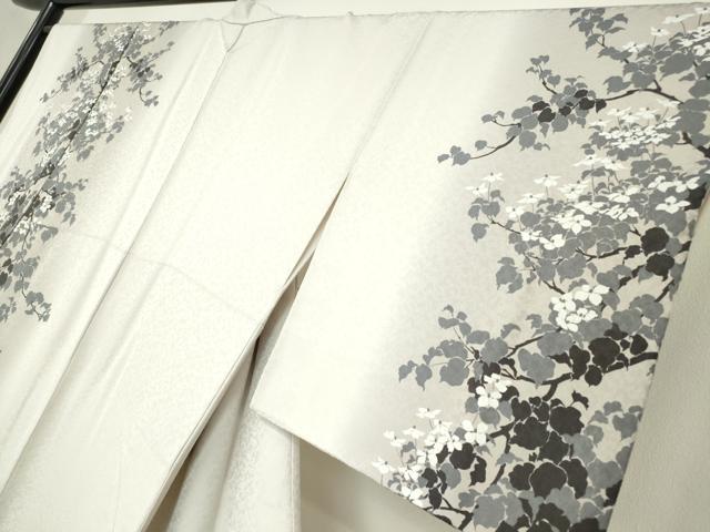平和屋着物●訪問着　枝葉文　暈し染め　正絹　逸品　DABC3514az