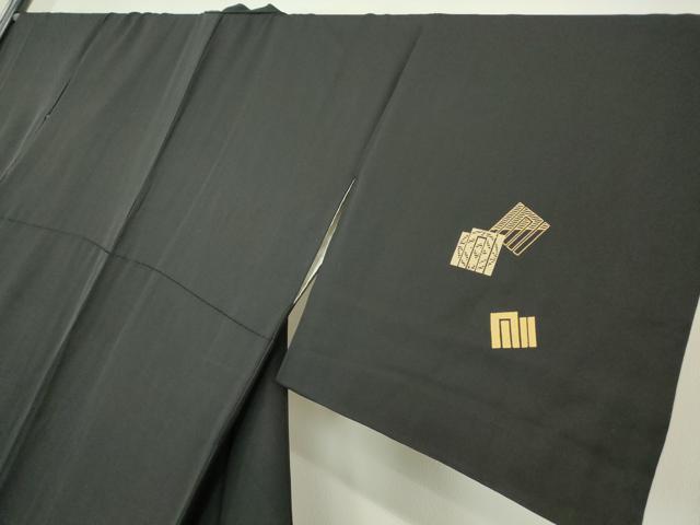 平和屋着物●訪問着　竹屋町刺繍　源氏香七宝文　黒地　金銀彩　正絹　逸品　DABC3515az