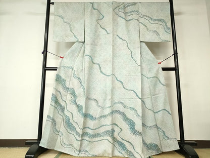 平和屋着物●訪問着　総絞り　流水文　正絹　逸品　DABC3516az