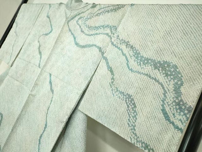 平和屋着物●訪問着　総絞り　流水文　正絹　逸品　DABC3516az