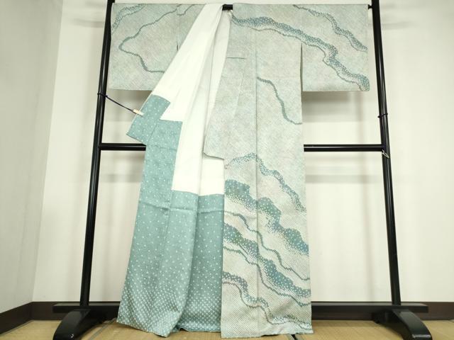 平和屋着物●訪問着　総絞り　流水文　正絹　逸品　DABC3516az