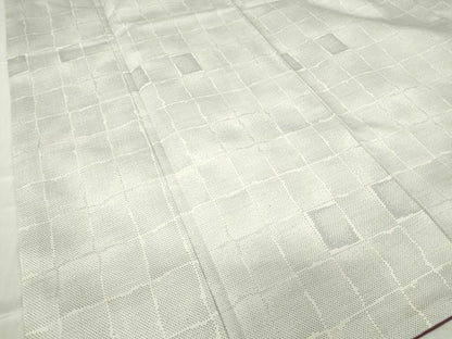 平和屋着物●本場大島紬　白大島　9マルキ　変わり格子　正絹　逸品　DABC3517az