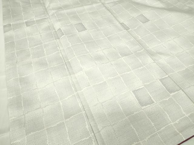平和屋着物●本場大島紬　白大島　9マルキ　変わり格子　正絹　逸品　DABC3517az