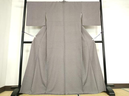 平和屋着物●江戸小紋　市松文　正絹　逸品　DABC3518az