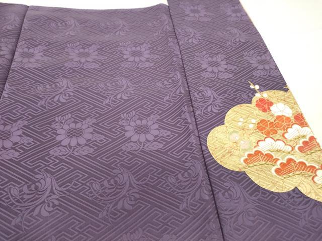 平和屋着物●豪華振袖　駒刺繍　雲取り吉祥花文　松竹梅　金彩　正絹　逸品　DABC3519az