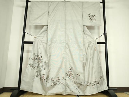 平和屋着物●訪問着　本場大島紬　白大島　作家物　華女　正絹　逸品　未使用　DABC3520az