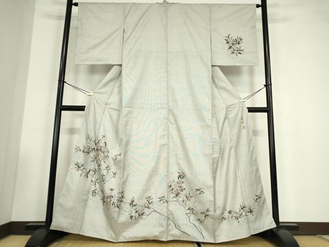 平和屋着物●訪問着　本場大島紬　白大島　作家物　華女　正絹　逸品　未使用　DABC3520az