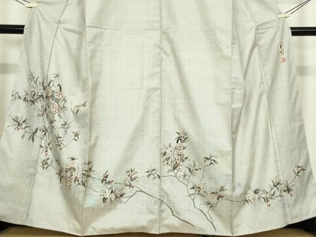 平和屋着物●訪問着　本場大島紬　白大島　作家物　華女　正絹　逸品　未使用　DABC3520az
