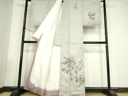 平和屋着物●訪問着　本場大島紬　白大島　作家物　華女　正絹　逸品　未使用　DABC3520az