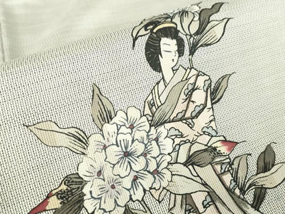 平和屋着物●訪問着　本場大島紬　白大島　作家物　華女　正絹　逸品　未使用　DABC3520az